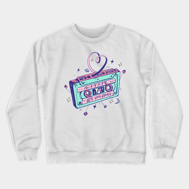 80s love songs mixtape Crewneck Sweatshirt by Paolavk